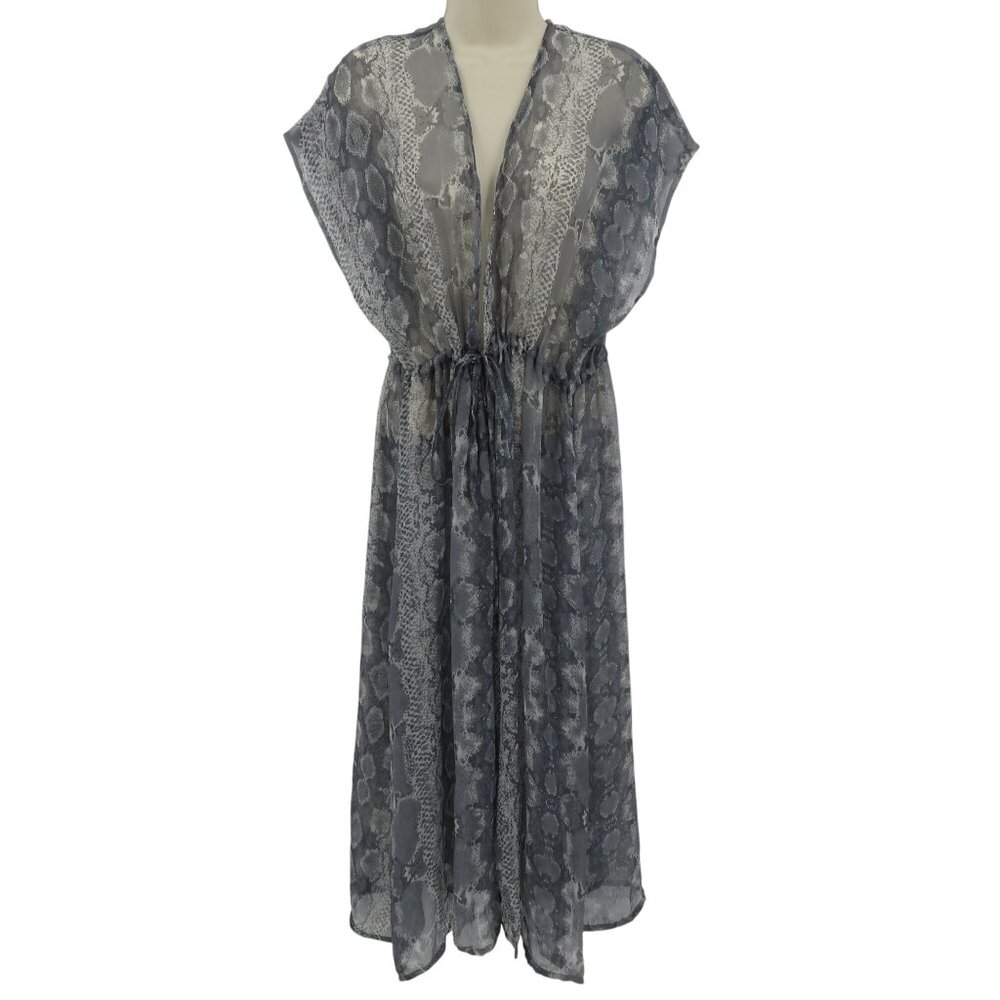 Betsey Johnson Women One Size OSFM Gray Snake Python Print Sheer Coverup NEW
